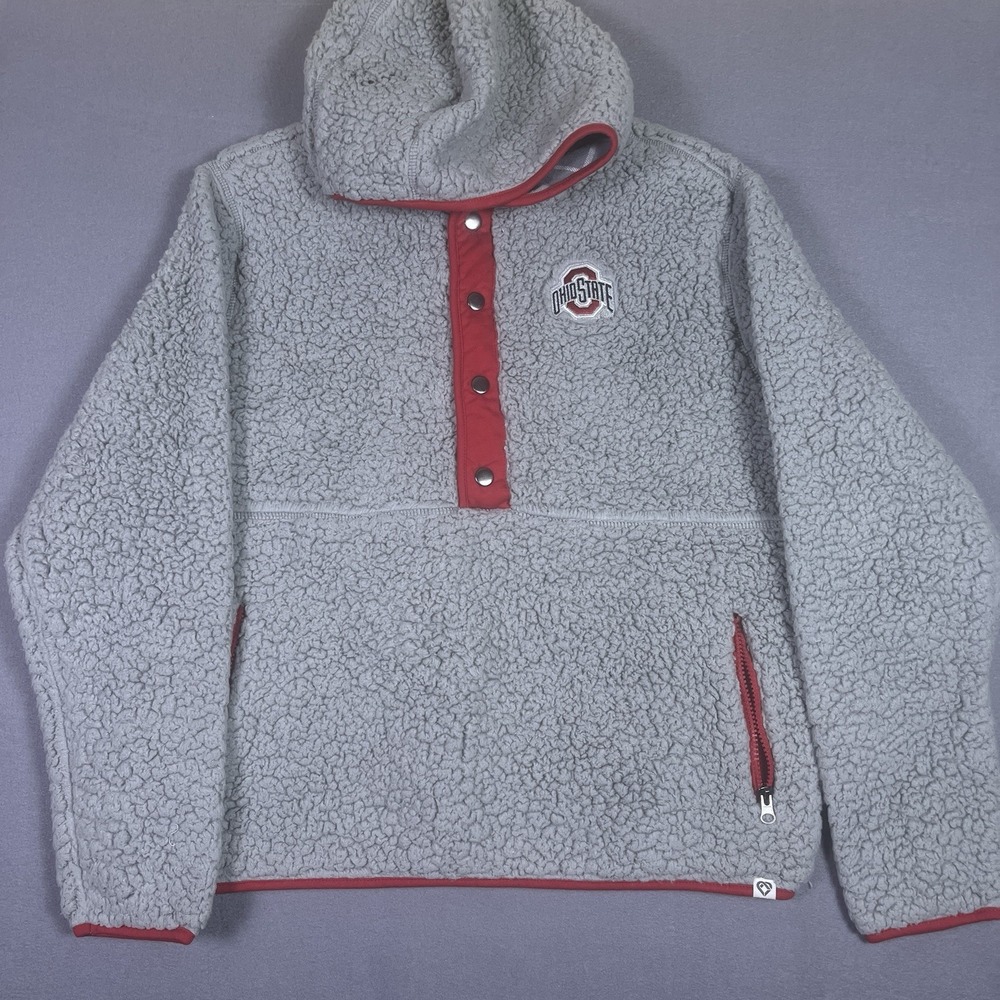 Colosseum Women's M Ohio State Buckeyes Logo Sherpa Pullover Hoodie Jacket